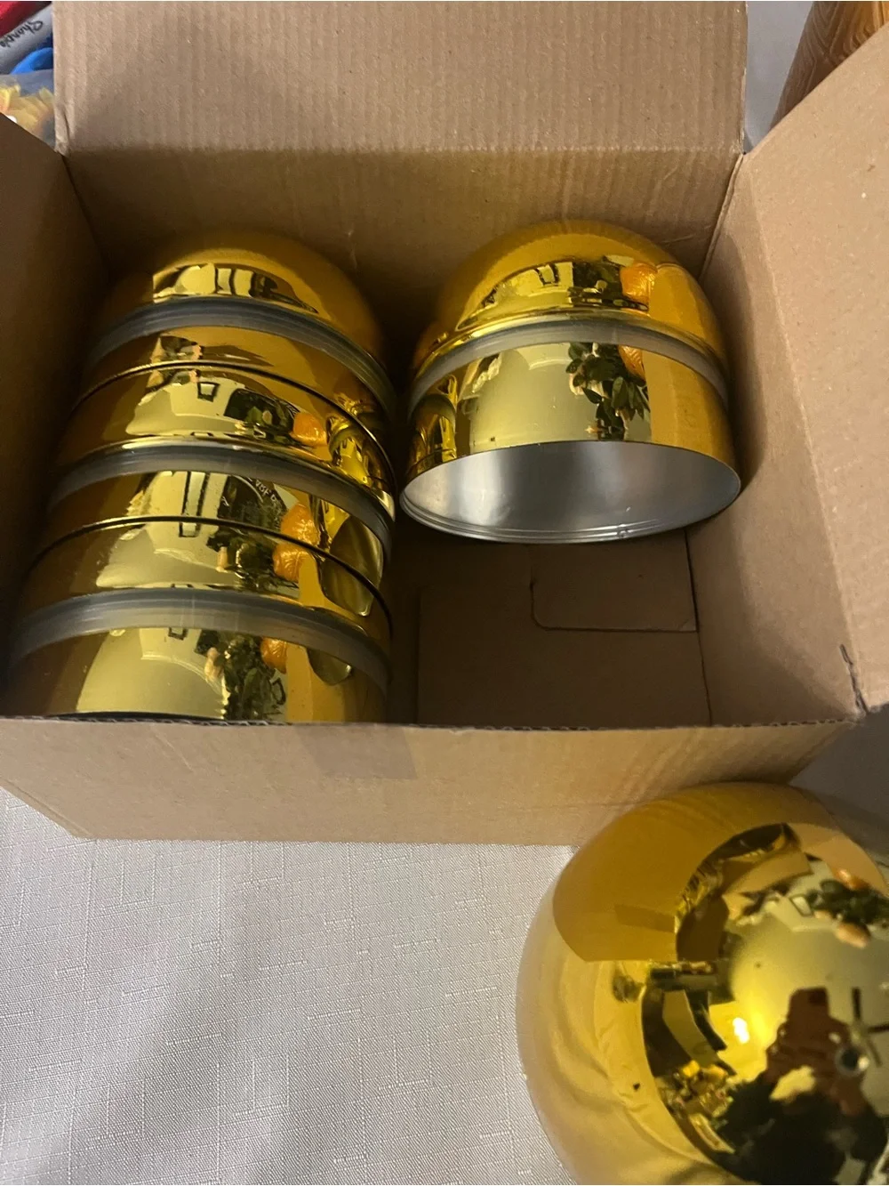 Set of Shiny Gold Decorative Egg Ornaments